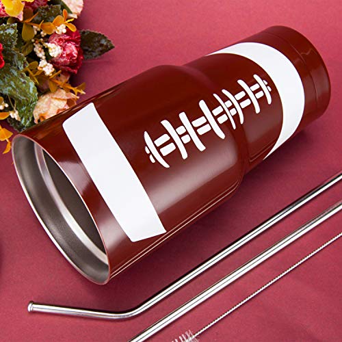 Joyclub 30oz UV Plating Tumbler Stainless Steel Vacuum Tumbler Travel Mug with 2 PCS Straw, 1 Brush, 1 Slider Lid, Double Wall Vacuum Insulation Cup Car Accessories (football)