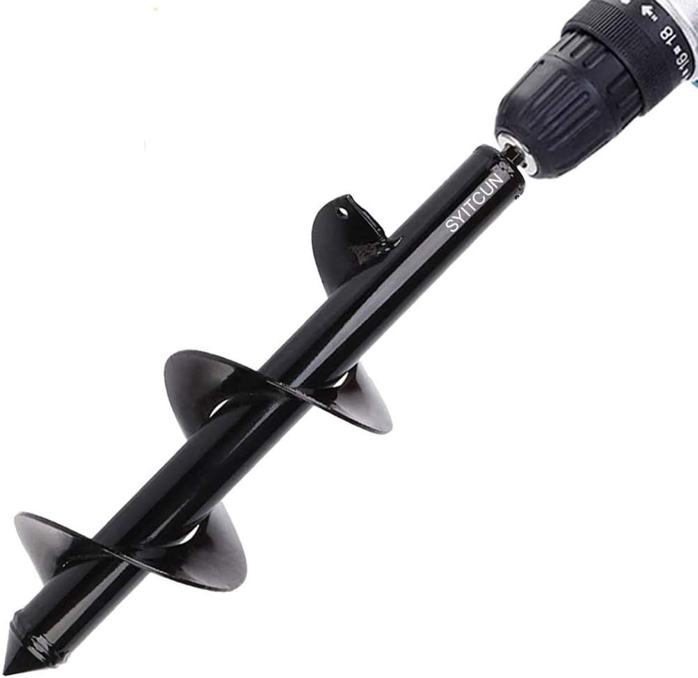 SYITCUN3"(D) x12"(L) Garden Auger Drill Bit for Planting Heavy Duty All-in-One Design Auger Spiral Drill Bit for Planting Bulb Bedding Plants Drill Bit for 3/8" Hex Drive Drill