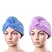 Uarter Hair Turban Towel Twist Wrap Fast Drying Absorbent Microfiber Dry Hair Cap for Bath, Spa, Makeup 23.4 9.8inch (2 Pack) Blue and Purple