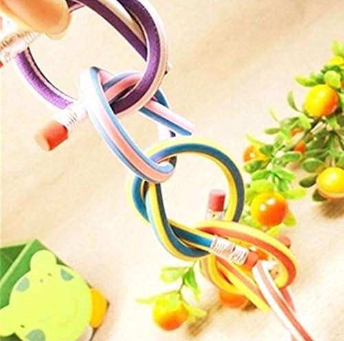 Bendy Soft Pencil, Cheenjo Colorful Magic Stripe Bendable Flexible Pen Pencils For for Students or Children Writing Gift (12pcs 18cm Striated Pencil)
