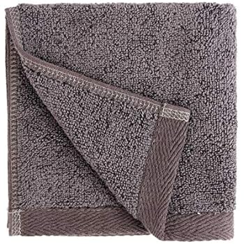 Everplush Flat Loop Quick-Dry Washcloth Towel Set, 6 Pack, Charcoal (Dark Gray)