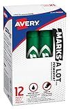 Marks-A-Lot Permanent Marker, Regular Chisel Tip, Green, Dozen (07885)
