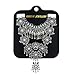 Statement Necklace for Women - Fashion Silver Long Bohemian Indian Jewelry Oxidized Chunky Necklace for Women Big Bib Ethnic Costume Jewelry