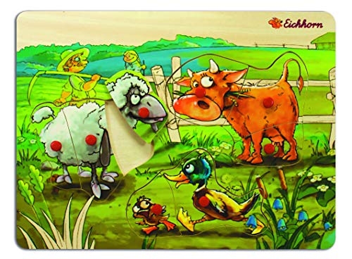 Eichhorn 100005453 - Steckpuzzle 30x22,5cm mit 8-9 Steckteilen, 4 versch. Bauernhof Motive verfügbar, keine Motivauswahl… – Bild 4