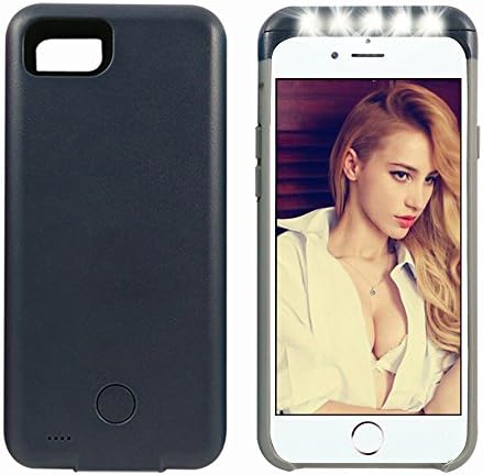 Ipeson LED Selfie Iphone 6 6s Case with Power Bank 2600mAh, Adjustable LED Lights Pc + TPU Combo Case,hybrid Protection Case, Easy Access to Ports &amp; Buttons (Dark Blue)