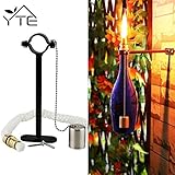 YTE Tiki Torch Kit Wine Bottle With Wicks Brass ,DIY Home Decor Kit,Tiki Bar Lighting,Glass Bottle Light for Outdoor Garden Lighting Party