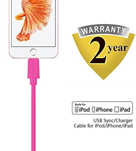 Linkpin MFi Certified PVC Lightning Cable for Apple iphone 5, 5s, 5c, 6, 6 Plus, 6s, 6s Plus, ipod Touch 5, 6, ipod Nano 7, ipad Mini 1, 2, 3, 4, ipad 4, Air, Air 2, ipad Pro 2 (3ft/1M) - Pink