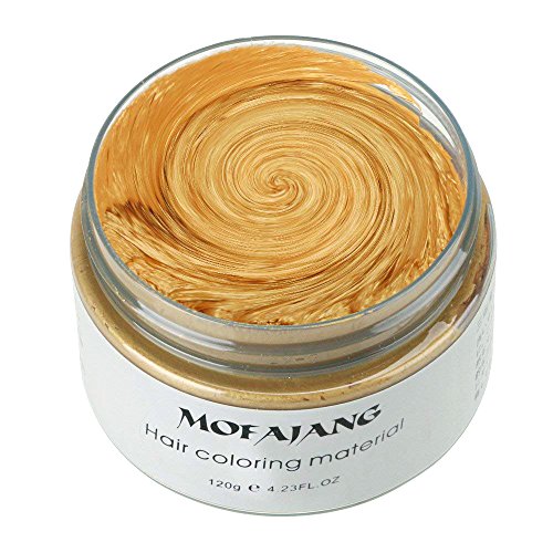 MOFAJANG Unisex Hair Wax Color Dye Styling Cream Mud, Natural Hairstyle Pomade, Washable Temporary,Party Cosplay (Gold)