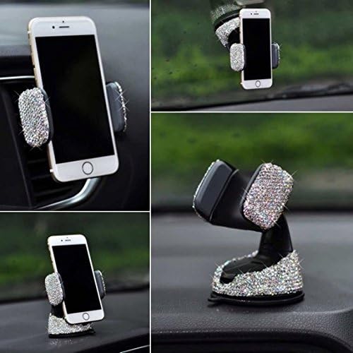 TISHAA Bling Universal 360 Car Windshield Dashboard Mount Suction Adjustable Phone Holder for Easy View GPS Screen, iPhone & Android (Car Dash Phone Holder)