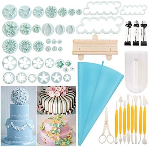 BESTOMZ 18sets/54pcs Cake Cutter Mold Decorating Kit Plunger Cutter Sugarcraft Flower Cupcake Icing Decorating Tools
