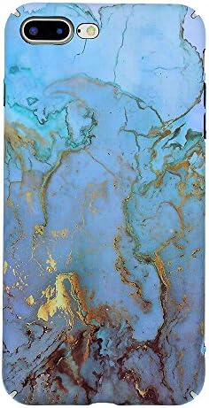 iPhone 8 Plus ultra thin marble case slim hard cover iphone 7 Plus 5.5-inch PC full body Anti-scratch cute back cover (turqouise)