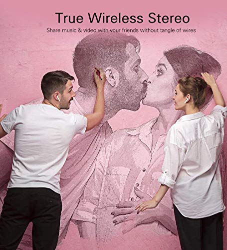 Bluetooth Headphones, Wireless Headphones Headsets Stereo in-Ear Earpieces Earphones with Noise Canceling Microphone, with 2 Wireless Built-in Mic Earphone and Charging Case for Most MIN001 - Thumbnail 5