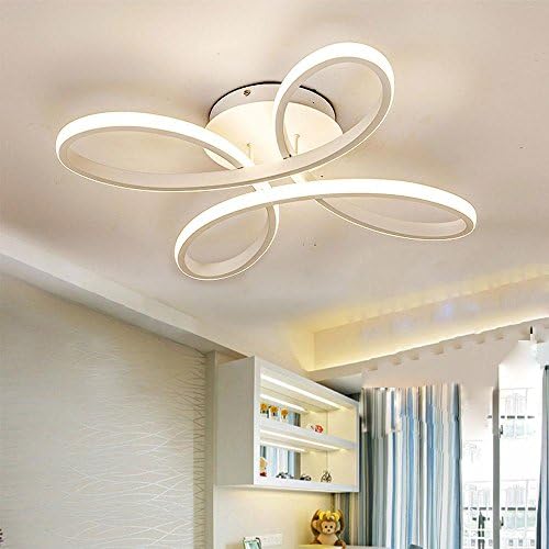 47W LED Flower Shape Ceiling Light Creative Acrylic Aluminum Lampshade Modern Elegant Matt White Ceiling Lamp Living Room Dining Bedroom Ceiling Lighting Dimming 3000K-6000K L55cm * H11cm [Energy Class A++]