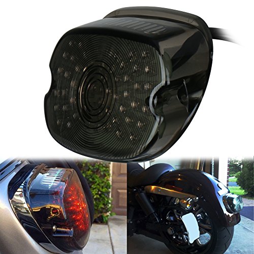 OVOTOR Smoked Harley LED Tail Light Lay Down Tail Lamp with Braking Turn Signal for Sportster DynaFXDL Electra Glides Road King