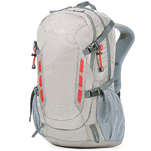 TFO 40L Hiking Backpack Daypack with 4 Adjustable Compression Straps Water Resistant S-Shape Shoulder Strap Gray - Thumbnail 7