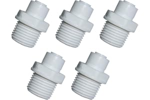 YZM Tube Quick Connector fittings Water Purifiers Filters Reverse Osmosis Systems accessories set of 5 (straight,3/8" Male x 1/4" OD tube)