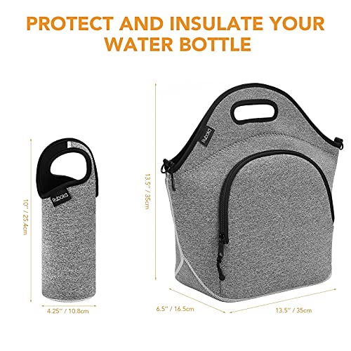 Neoprene Lunch Bag, Ruboka Lunch Tote Insulated Lunch Bag, Large Lunch Tote Bags Reusable Lunch Box With Adjustable Detachable Shoulder Straps For Outdoor/School/Picnic/Work 13.5”x 13.5”x 6.5”,Grey