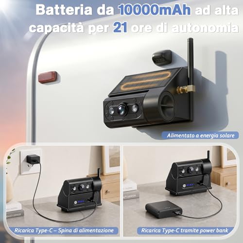 VASTEND Telecamera Retromarcia Solare Wireless 10000mAh, Monitor 7" IPS con DVR, Portata Lunga, Montaggio Magnetico, 1080P HD Visione Notturna, IP67 per Camper Furgone Camion(VS-7G)