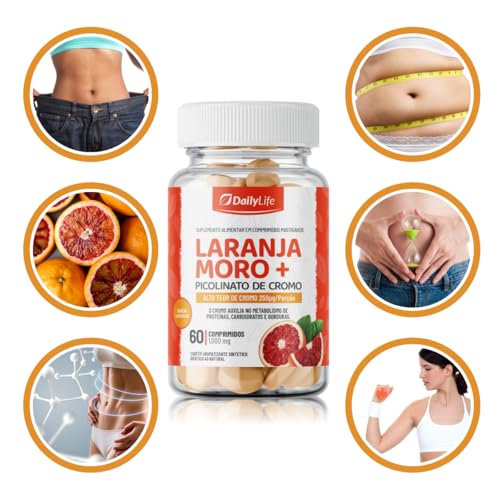 Kit 3x Laranja Moro + Picolinato de Cromo Chromium Picolinate 250mcg 60 Comprimidos Mastigaveis Importado - Daily Life
