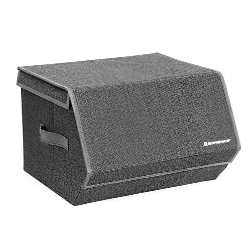 SONGMICS Stackable Storage Bins, Set of 2 Fabric Storage Boxes with