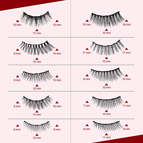 Magnetic Eyeliner and Lashes Kit, Liaboe Reusable False EyeLashes, 10 Styles Soft Eyelashes with 2 Liquid Eyeliners and Tweezers, Long Lasting, Natural Look, No Glue
