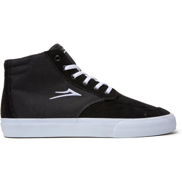 Lakai Men's Cambridge Mid Skate Shoes - Black/White Suede Mid Top Sneakers For Skateboarding