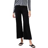 Lovervet by VERVET Women's High-Rise Raw Hem Cropped Wide Leg Jeans in Jet Black