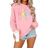 NANYUAYA Teacher Sweatshirts Women Inspirational Teach Shirt Preschool Teaching Pullover Graphic Tee Long Sleeve Tops