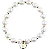 RGBB Pearl Initial Bracelet for Women Delicate Beaded Letter Bracelet Bridal Shower Gift, Wedding Party Jewelry, Birthday Present for Her