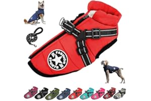 2026 New Dog Winter Coat, 3 in 1 Dog Jacket with Harness, Waterproof Windproof Snow Jacket with Zipper and Reflective Strips,