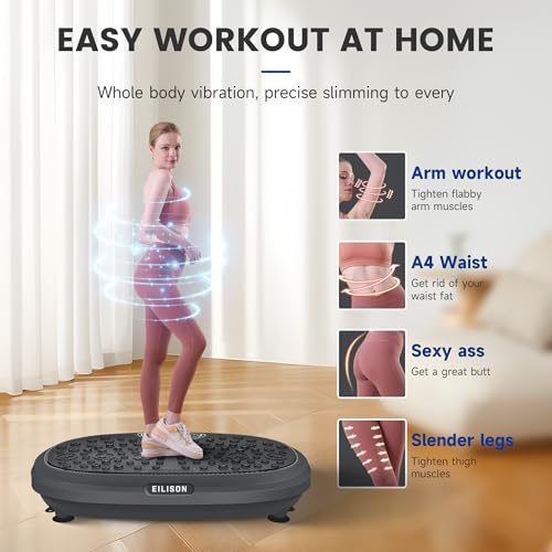 EILISON Fitmax 3D Máquina de Ejercicios con Plataforma vibratoria y Bandas elásticas, Entrenamiento en casa para máquina de Drenaje linfático para el Bienestar y la recuperación (Negro, 818)