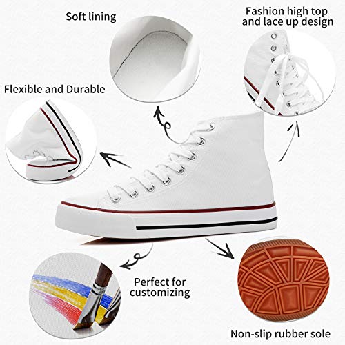 kufeiti Women’s High Top Canvas Sneakers Canvas Shoes Lace up White