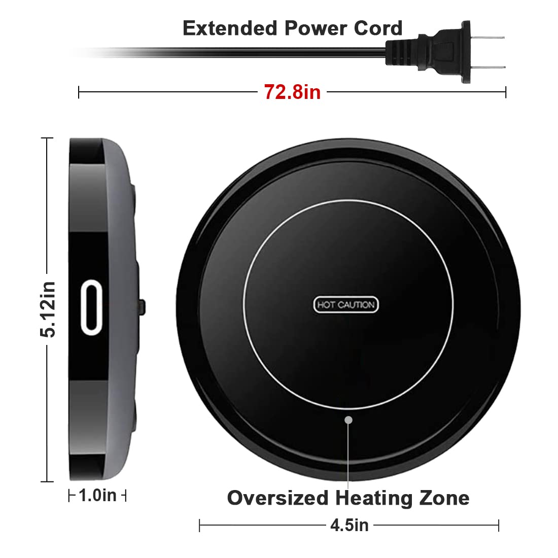 BESTINNKITS Smart Coffee Cup Warmer Set, Auto On/Off Gravity-induction Mug Office Desk Use, Candle Wax Cup Warmer Heating Plate (Up To 131F/55C), 14oz