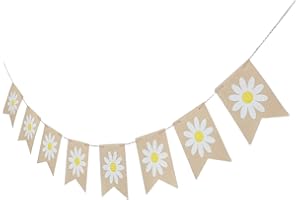 JOINPAYA Hello Spring Burlap Banner for Party Decor Daisy Floral Pennant Garland Spring Theme Hanging Banner