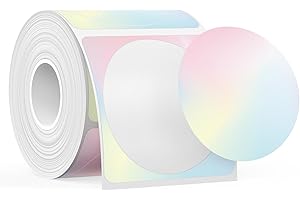 SUPVAN T50M Series Label Maker Tape, Round Size Φ 50mm 140 Labels/Roll Genuine Laminated Thermal Label Tape Refill, Waterproo