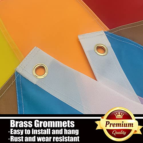 Progress Pride Rainbow Flag 3x5 Outdoor-Sewn Stripes LGBTQ Gay Lesbian Bisexual Transgender All Inlcusive Progressive Pride Rainbow Flag Vivid Color Polyester Flags with 2 Brass Grommets