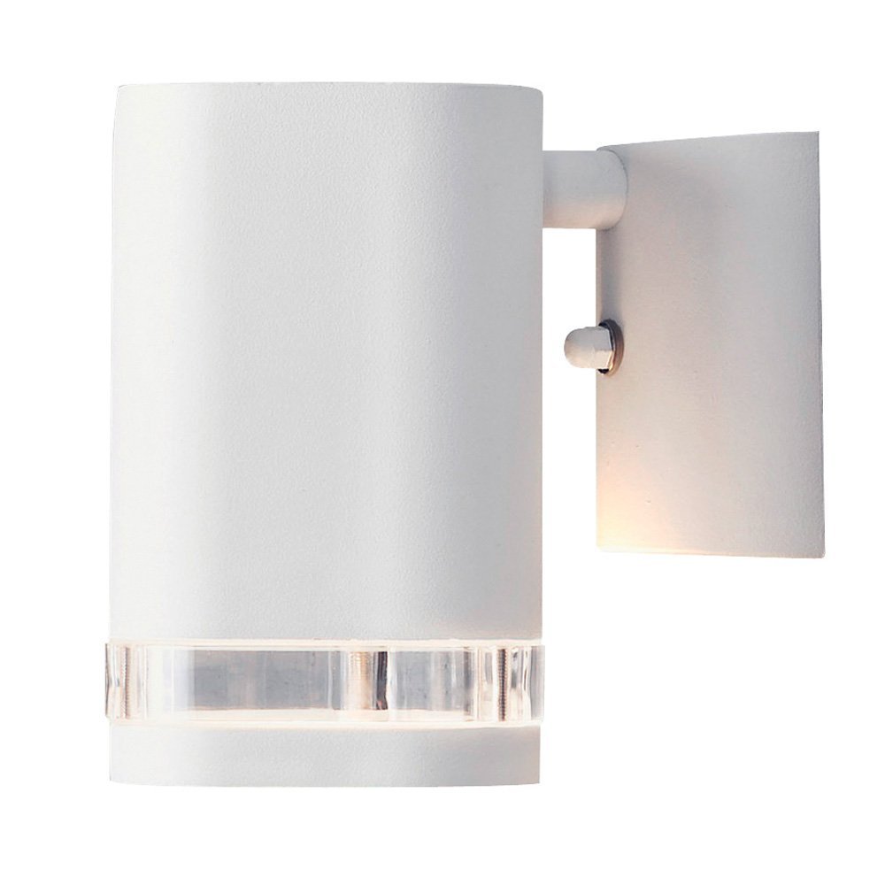 Konstsmide Outdoor Lights / Modena Single Down Outdoor Wall Light / 1 x 35 W GU10 Max Wall Lamp / Clear Acrylic Lens / Aluminium / IP44 / Matt White Outside Light, 7511-250