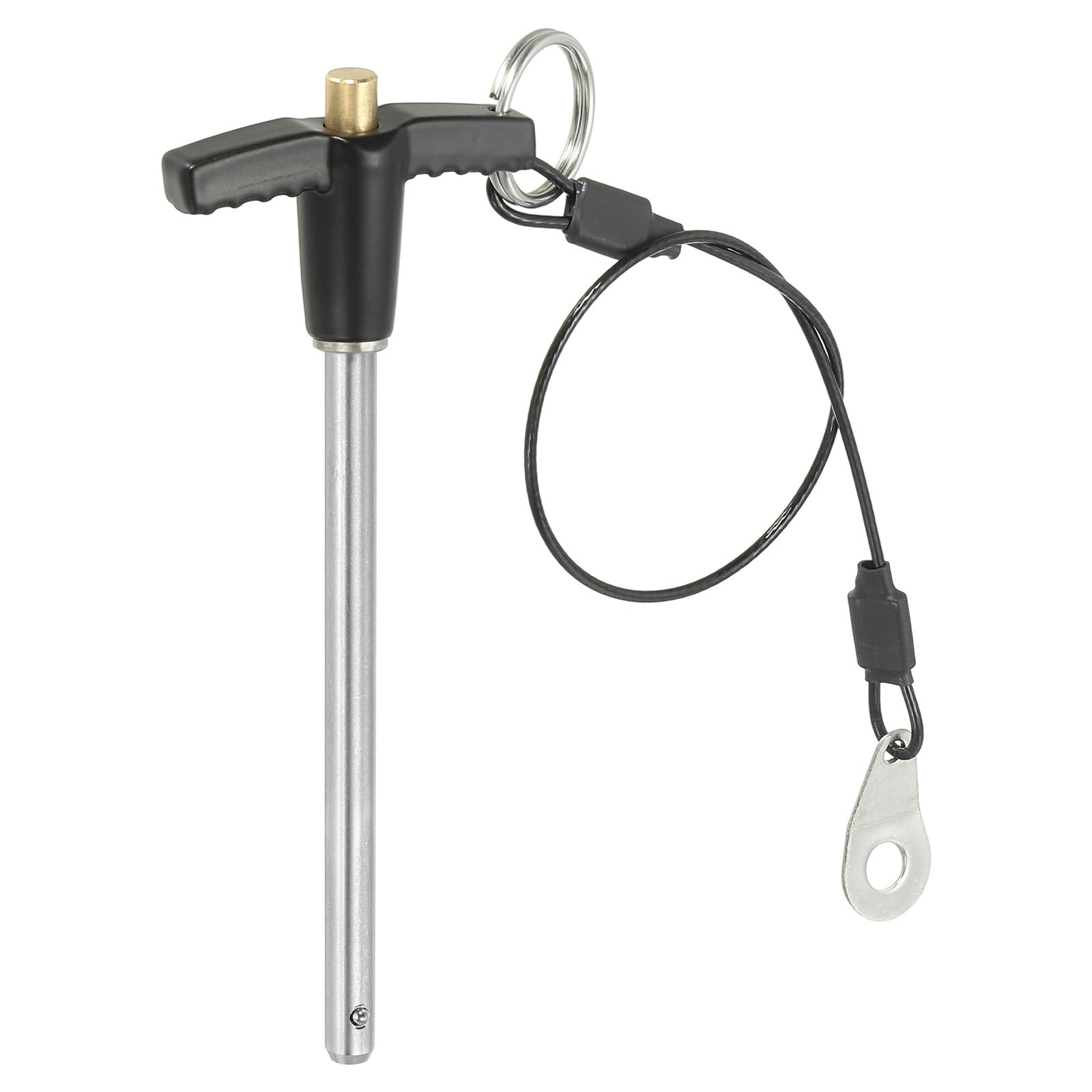 PATIKIL T Handle Lock Pins 1/4 x 3.15" (6 x 80mm), Quick Release Pin 304 Stainless Steel Safety Locating Pins with Push Button 25 cm Lanyard Cable