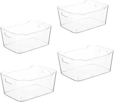 Grace Store 4Pcs Clear Storage Organisers Plastic Bathroom Kitchen Desk Tray