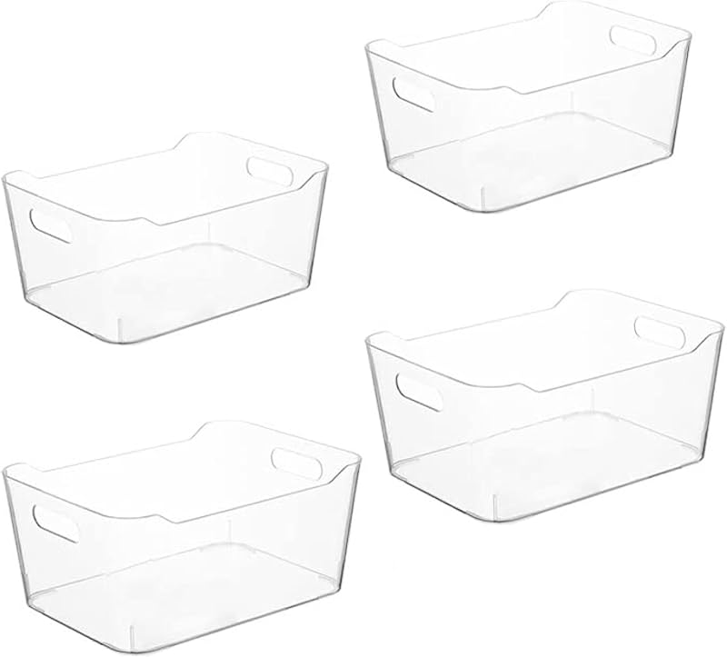 Grace Store 4Pcs Clear Storage Organisers Plastic Bathroom Kitchen Desk Tray