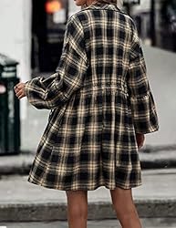 Blooming Jelly Womens Plaid Dress Flannel Shirts