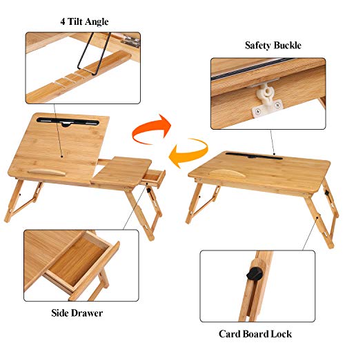 Laptop Desk for Bed, Laptop Bed Tray Table,Bamboo Computer Lap Desk for