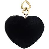 Genuine Rex Rabbit Hair Fur Pompom Keychain Heart Shaped Bag Charm Ring Fluffy Fur Ball