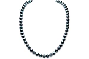 YAMI Tahitian Pearl Necklace, Natural Saltwater Cultured Pearl with 925 Sterling Silver Clasp, Luxurious Jewelry Gifts for Women, Length 18+2IN