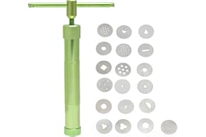 HERCHR 21 Pcs Stainless Steel Clay Extruder, Fondant Extruder Sugar Paste Extruder Polymer Ceramics & Pottery Clay Extruders Mixers & Presses Supplies Cake Fondant Decorating Tools
