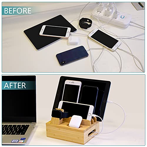 Bamboo Charging Station for Multiple Devices of Universal Cell Phones