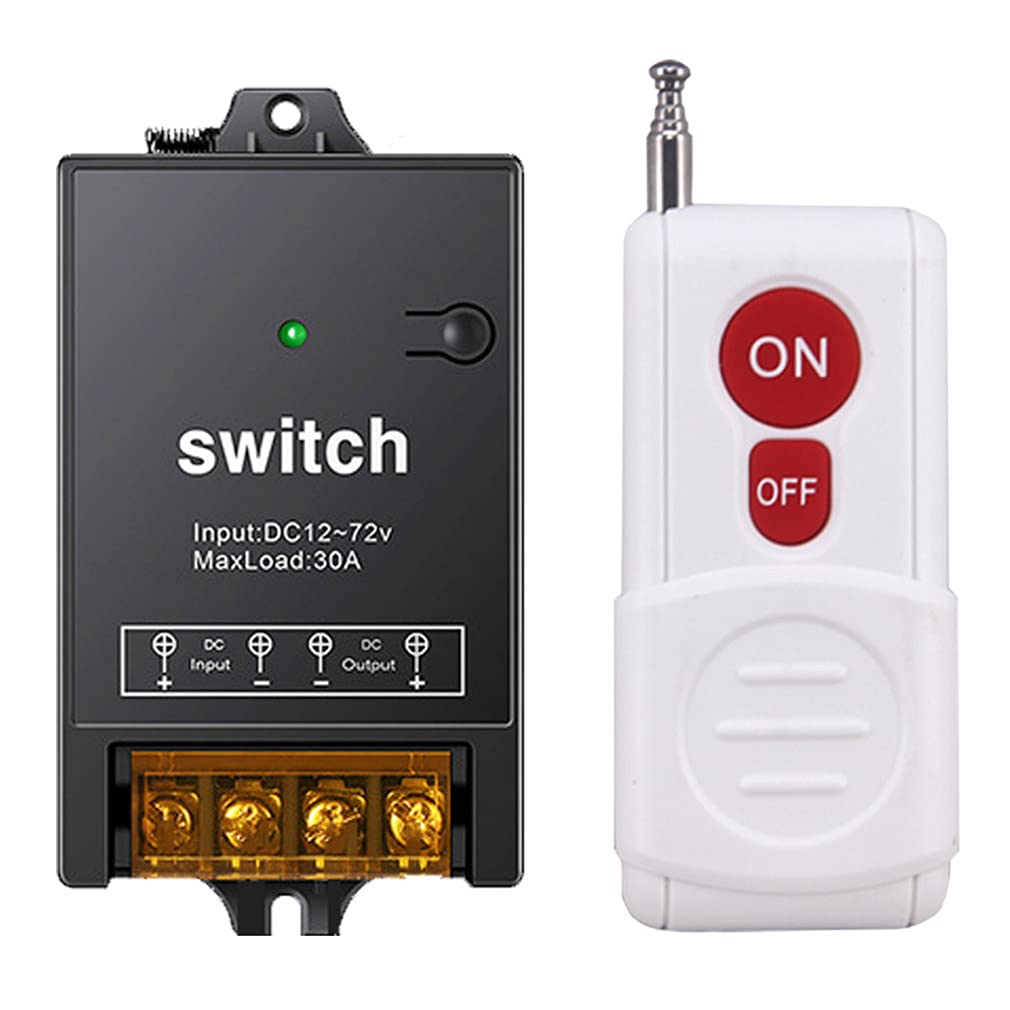 COLOROCK Wireless Remote Control Switch,DC 12V/24V/48V/72V/ RF Remote Control Light Switches for Pump Security Systems Door Curtain Gate Barriers etc with 1600ft Long Range (12V-72V, Black)