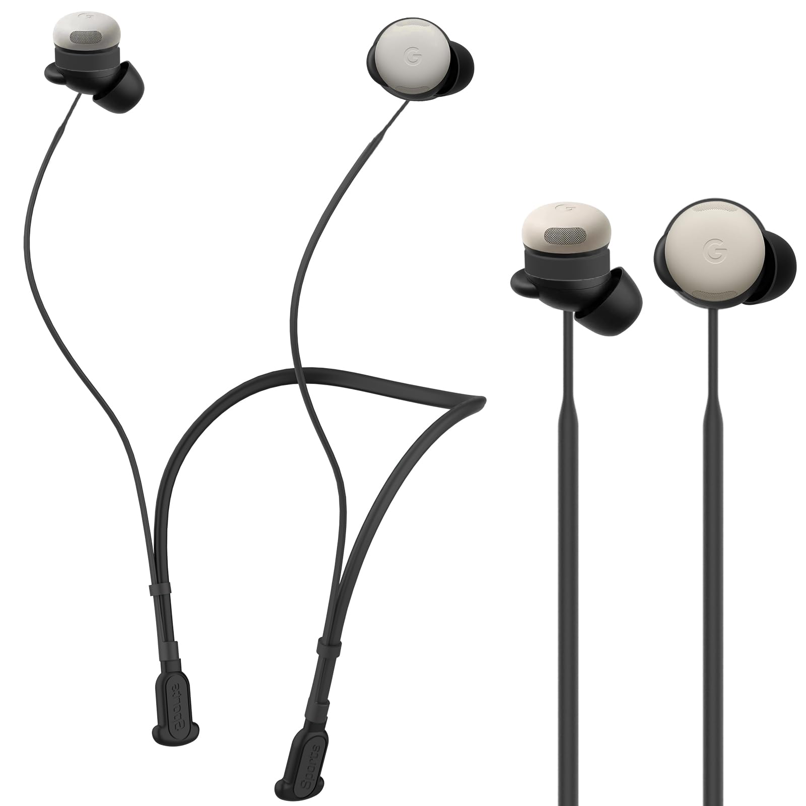 Compatible for Google Pixel Buds 2a(2025) / Google Pixel Buds Pro 2(2024) Strap, Skin-Friendly Silicone Sports Neckband Strap, Wireless Headphone Anti-Lost Cord, Black