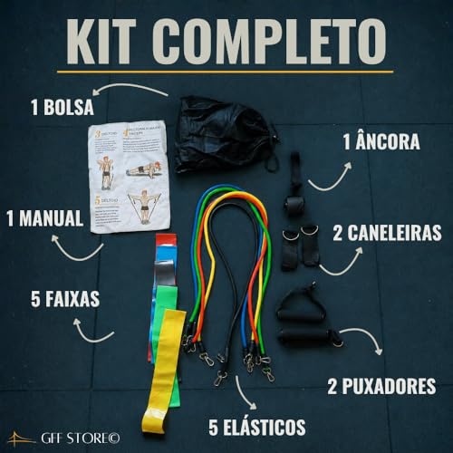 Kit 17 Peças Elástico Extensor + Miniband Treino Em Casa Exercício Físico Academia Fisioterapia Musculação Crossfit Pilates Yoga Aquecimento Funcional Alongamento Malhar Emagrecimento