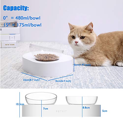 PETKIT Elevated Cat Food Bowls, Tilted Pet Raised Bowls with Stand for